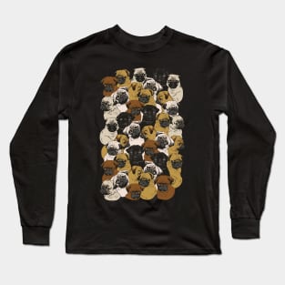 Social Pug Pattern Long Sleeve T-Shirt